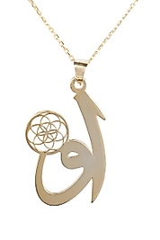 925 Ayar Gerçek Gümüş Altın Renkli Elif Vavdan Yaşam Çiçeği Enerjisine Kolye