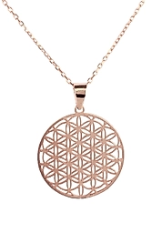 925 Ayar Gerçek Gümüş Rose Renkli Yaşam Çiçeği Zerafet Kolye