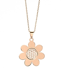 925 Ayar Gerçek Gümüş Rose Renkli Papatya Şifa Kolye