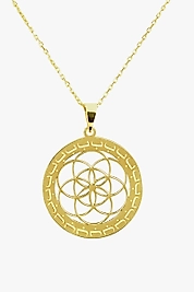 925 Ayar Gerçek Gümüş Altın Renkli 21B Bereket Kolye