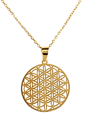 925 Ayar Gerçek Gümüş Altın Renkli Yaşam Çiçeği Zerafet Kolye