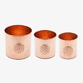 %100 Saf Bakır Yaşam Çiçeği Dizayn 3lü Saksı