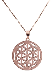 925 Ayar Gerçek Gümüş Rose Renkli Yaşam Çiçeği Güç Kolye