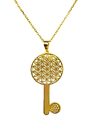 925 Ayar Gerçek Gümüş Altın Renkli Kilitleri Açan Yaşam Çiçeği Kolye