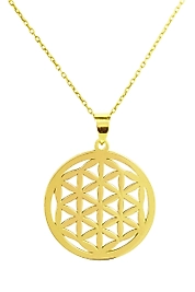 925 Ayar Gerçek Gümüş Altın Renkli Yaşam Çiçeği Güç Kolye