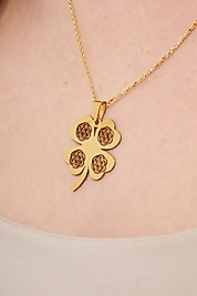 925 Ayar Gerçek Gümüş Yonca Şans Kısmet Kolye