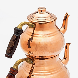 %100 Saf Bakır Yaşam Çiçekli İşlemeli Flavor Çaydanlık