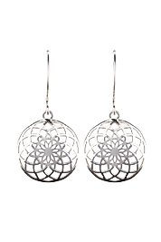 925 Ayar Gerçek Gümüş Yaşam Çiçeği Form Küpe