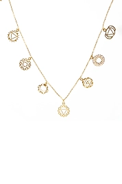 925 Ayar Gerçek Gümüş Altın Renkli 7 Çakra Şifa Kolye