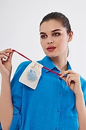 Yaşam Çiçeği Altın ve Madeni Kırmızı İpli Para Keseleri