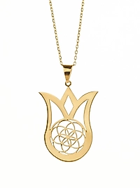 925 Ayar Gerçek Gümüş Altın Renkli Inside Lale Şifası Kolye